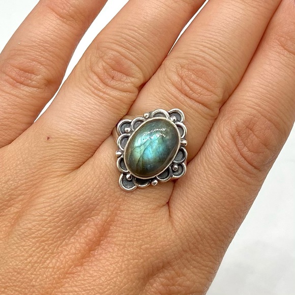 Jewelry - Fire Labradorite 925 Sterling Silver Ring Sz 8
